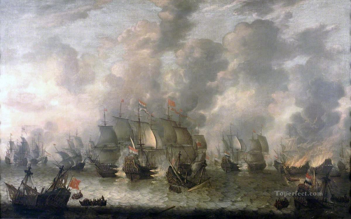 Beerstraaten Battle of Scheveningen Naval Battles Oil Paintings